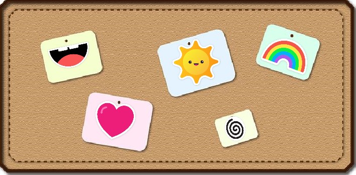 Pinnwand mit Aufklebern