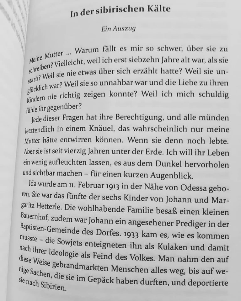 Auszug aus dem autobiografischen Buch von Rosa Ananitschev "In der sibirischen Kälte"